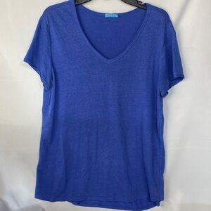 J. McLaughlin Women's Royal Blue V-Neck Short Sleeve Basic Tee Shirt Size XL